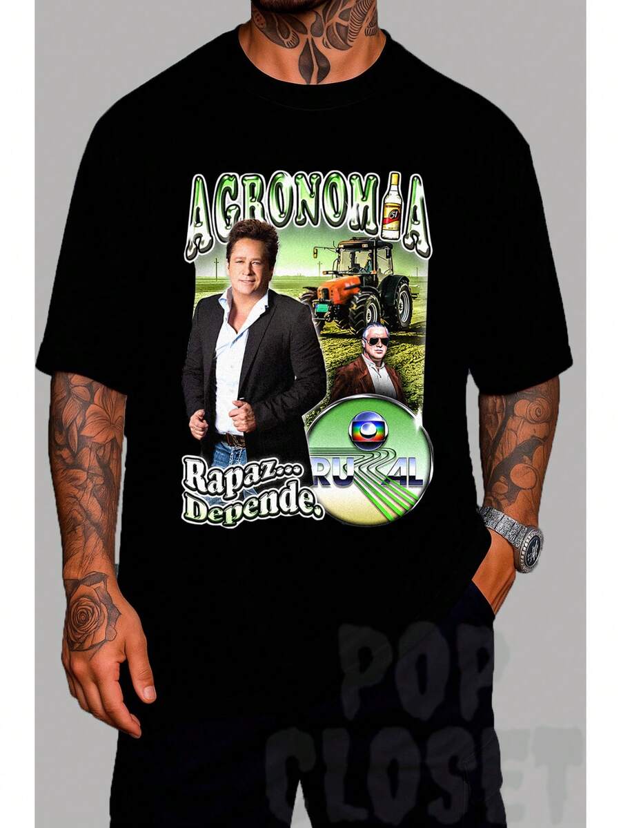 T-Shirt Streetwear Brasilidades Bootleg Loenardo Rapaz...It Depends Agronomia Rural Street Urban Culture Street Fashion Unisex Male Female 100% Cotton Top Premium Streetwear Launch Immediate Shipping Various Colors!! Plus Size - màu đen - Xem 1