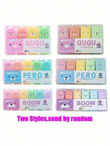 4/5/6 Colors/Set Cute Mini Bear Style Highlighter Macaron Color Oblique Head Marker Kindergarten School Writing Tool - Nhiều màu - Xem 8