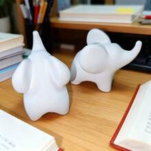 1 Tượng voi trắng, Động vật in 3D, Nhựa bền, Có thể sơn màu trắng, Thích hợp cho phòng ngủ, bàn làm việc, văn phòng, sử dụng trong nhà, Quà tặng Giáng sinh - trắng - Xem 6