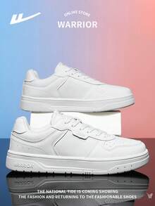 WARRIOR 1双男士前系带休闲运动鞋，时尚百搭舒适轻便厚底防滑户外运动鞋 - 白色 - 查看 5