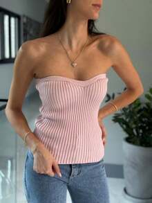 SUMMER STRAP-ON BLOUSE KNITTED MODAL NEW COLLECTION - Baby Pink - View 2