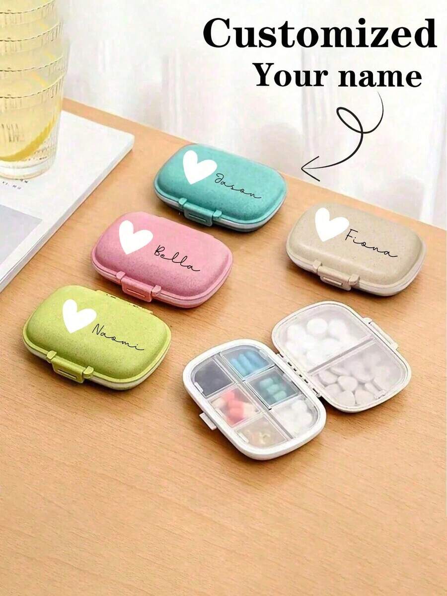 1pc Mini Portable Customizable 8-Compartment Pill Box, Large Capacity, Can Also Be Used As Jewelry Box, Personalized Pill Organizer, Compact Pill Case Fits In Pocket Or Wallet, Essential For Home And Travel, Also A Great Back-To-School Gift For Family And Friends