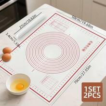 1/2pcs Baking Mat And Rolling Pin Set | Includes Non-Slip Silicone Baking Mat And Non-Stick Dough Rolling Pin | Precise Soft Pad, Anti-Slip Roller | Durable And Easy To Clean | Suitable For Baking, Pastries, Bread Making | Easy Dough Preparation And Handling | Baking Tool Combo - - - View 8