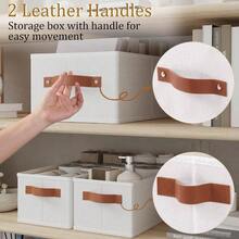 Cestas de almacenamiento, cajas de tela con asas, blancas, 15x 6.1x 5.1 pulgadas - 15 x 5,1 x 6,1 pulgadas (paquete de 3) + Blanco - Ver 5