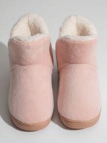 Autumn/Winter New High-Top Thermal Slippers, Couples Style, Closed Toe, Thermal Lining, Thick Sole, Non-Slip, Indoor & Outdoor Wear - Pink - View 3