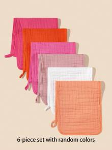 6件套新生儿拍嗝巾，颜色随机，哺乳围兜，多用途毛巾，洗脸巾，婴儿日常护理必备用品 - 彩色 - 查看 11