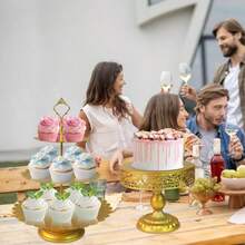 5 Pcs  Metal Cake Stand Sets For Birthday Ca And Cupca Stand For W En Dessert Table Display Set For Party Desserts Stand With  Trays For Candy Bar  Shower - 金色 - 查看 4
