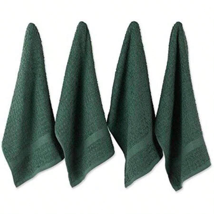 DII Trapo clásico para Platos, 100% de algodón, diseño de Ventana, para Uso Diario en la Cocina, Lavable en Lavadora, 30.48 cm x 30.48 cm, Juego de 6,(Verde Oscuro Sólido Toalla de cocina Terry Waffle) - Multicolor - Ver 1