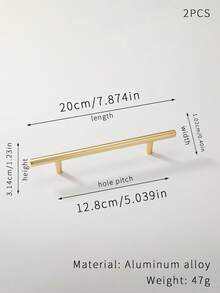 2pcs Gold Elongated Wardrobe Door Pull Handles, Aluminum Alloy Minimalist Luxury Cabinet Drawer Long Bar Pulls - Gold - View 5