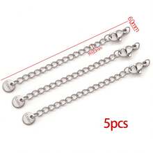 5pcs 304 Stainless Steel Extension Chain Sets End Chains Extension Tails With Clasps Lobster Clasps For Necklace Bracelet Anklet DIY Jewelry Making - Multicolor - View 10