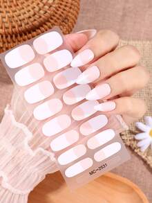 Adesivos de gel para unhas (16 unidades) sem necessidade de cura em lâmpada UV | Qualidade profissional, fáceis de usar e remover (degradê rosa), acompanha ferramentas para unhas - Baby Rosa - Ver 6