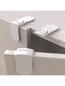 2个直角抽屉锁，塑料锁，简易白色粘性锁带 - 白色 - 查看 3