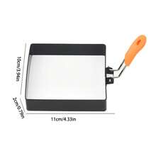 1/6件套鸡蛋模具煎饼模具套装，不锈钢鸡蛋模具煎饼成型器，带硅胶手柄，适用于早餐煎蛋卷三明治（方形、圆形，4.33英寸、2.95英寸、3.54英寸、3.94英寸、5.91英寸、7.87英寸） - 橘子黑色 - 查看 11