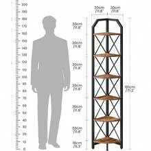 59.4" Corner Shelf 5-Tier Industrial Corner Bookshelf Corner Storage Stand Plant Stand Display Shelf Bookcase For Bedroom Living Room Home Office Rustic Brown And Black TCJ10BF - 鄉村棕色和黑色+6層 - 查看 2