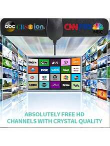 2025年升级版超薄电视天线，适用于智能电视和老式电视，覆盖范围达1000英里，高增益同轴电缆数字电视接收器 - 黑色 - 查看 5