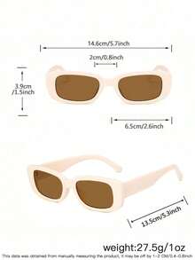 1 Set 2 PCS Teenagers 12-16Y Casual Retro Round Frame And Basic Rectangle Fashion Glasses Suitable For Holiday Outings And As Festival Gifts - Multicolor - View 8