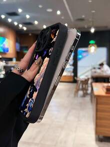 Funda Galaxy Floral Universe compatible con teléfonos ,  17,  16 Pro Max,  15 Pro Max,  13 y  12. Resistente a caídas, agua y arañazos. Un regalo ideal para familiares, amigos, seres queridos, parejas y para Navidad. - Negro - Ver 5