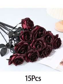 20/10/6 件套黑红仿真玫瑰 - 长茎逼真丝绸花,适用于家居装饰、婚礼装饰、派对装饰、哥特暗黑风格装饰、户外摄影道具和暗黑主题仿真花束装饰。送给女性的礼物,婚礼、仿真花、仿真植物、客厅装饰、生日礼物、家居装饰、卧室装饰。 - 黑紅色 - 查看 13