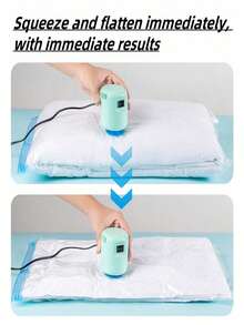 1个快速吸力真空泵，家用衣物收纳真空泵，粉色/绿色，欧标/美标插头，方便整理和收纳换季衣物，衣柜收纳