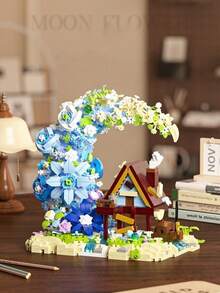 2000+ Pcs Micro Particle Blooming Moon Flower House Building Blocks - Large Adult Construction Blocks - Suitable For Home Decor, Holiday Decoration, Birthday Gift, Christmas Gift - Multicolor - View 4
