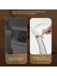6 piezas Elevador de asiento de inodoro - Asas adhesivas, superficie antideslizante, operación higiénica y conveniente de la tapa del inodoro, palanca sanitaria, respaldo adhesivo resistente (color aleatorio) - Multicolor - Ver 7