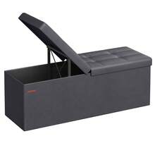 SONGMICS Storage Ottoman, 35 Gal., Storage Chest, Folding Footrest Bench, 660 Lb Load Capacity, Synthetic Leather, 38 X 110 X 38 Cm, Dark Gray - Grey - View 1