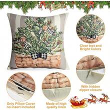 Juego de 4 fundas de almohada de Navidad de 18 x 18 pulgadas, arboles de Navidad, decoraciones para sofá, sofá (rojo y negro) - gris - Ver 4