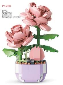 12 Styles Mini Building Block Flower Kits, 317-473 Pcs Assorted Craft Supplies, Creative 3D Floral Educational Toys, Ideal Gifts For Friends And Family - Multicolor - View 3