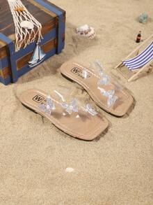 Children's Fashion Slippers, New Summer Design With Rhinestone Bow, Shiny, Stylish, Comfortable And Lightweight Children Beach Slippers - Clear - View 3