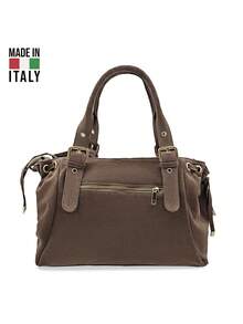 Women's Shoulder Bag. Made In Italy. Made Of Genuine Leather. Travel, Vacation, Work, Commuting. Y2k. Versatile. Multiple Colors Available. - D24 Khaki - View 3