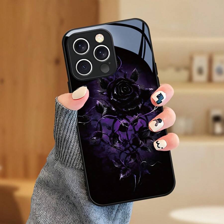 Funda de Teléfono de Vidrio Templado para iPhone 16 16e 15 Pro Max 14 Plus 13 12 11 ProMax, Textura Cristalina, Efecto Espejo, Diseño Exquisito - OT8478 - Colores mixtos - Ver 1