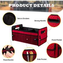Car Trunk Organizers And Storage For SUV, Collapsible Multi Compartment Container Box Adjustable Car Accessories For Women Men, Red,29410721 - 紅色 - 查看 2