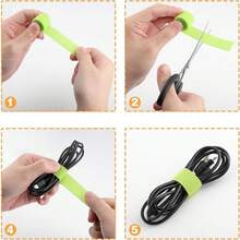 1卷可重复使用的双面胶带，1厘米宽，双面胶卷，电线整理器，魔术贴扎带，电线固定器，户外旅行必备品 - 彩色 - 查看 2