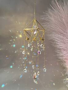 Diamond Frame Crystal Moon & Star Garden Decor Sun Catcher, Hanging Ornament, Christmas Decoration, New Year Gift, Holiday Party Decor - Multicolor - View 8