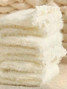 1双时尚女士白色毛绒腿套，宽松蓬松腿套，适合秋冬季穿着 - 白色 - 查看 8