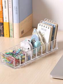 1pc Desktop Cable Management Organizer Box, Compartmentalized Charging Cable, Earphone, Makeup, Stationery, Phone, Toy Storage Box, Detachable Lipstick & Jewelry Box - White - View 7