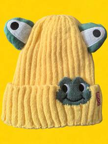 1pcWinter Children's Cartoon Frog Knitted Hat, Cute And Warm, Suitable For Boys And Girls To Wear Out In Autumn And Winter, As Well As For Holidays And Birthday Gifts. - Multicolor - View 9
