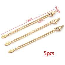 5pcs 304 Stainless Steel Extension Chain Sets End Chains Extension Tails With Clasps Lobster Clasps For Necklace Bracelet Anklet DIY Jewelry Making - Multicolor - View 17