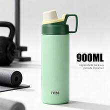 TYESO 900ML (30OZ) Vacuum Insulated Water Bottle With Carrying Handle, Iridescent Colors. Stainless Steel Coffee Cup With Straw, Thermal Bottle, Thermal Cup, 100% Leak-Proof, Keeps Temperature For 24 Hours For Hot/Cold Drinks Or 10 Hours For Hot Drinks. Suitable For Water, Iced Tea, Coffee, Smoothies And Other Beverages. An Ideal Choice For Festive Or Birthday Gifts. - 綠色的 - 查看 3
