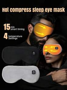 YTWO Cordless Heated Eye Mask, Blackout Sleeping Mask Warm Eye Compress Mask For Women, Men & Side Sleepers, 4-Levels Adjustable Temperature Settings, USB Rechargeable Electric Eye Heating Pad For Home & Travel Use, Washable Eye Cover, Effective Relieves Eye Discomfort, Eyelash Friendly & Breathable, Graphene Heating - Multicolor - View 3