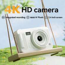 Cámara digital 4K de nivel de entrada con estilo retro, mini cámara CCD, alta definición, alta resolución de píxeles, portátil, ideal para estudiantes y viajeros - Multicolor - Ver 3