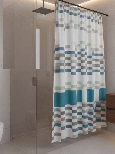 Cortina De Baño Anti-moho Eva| Diseño Geométrico| 180x180 Cm