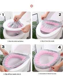 1pc Thickened Toilet Seat Cover, Suitable For All Seasons, Home Use, Knitted Toilet Seat Cushion - Multicolor - View 6