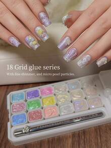 MORDDA New Fall/Winter Nail Art Kit - Bubble Galaxy Texture Glitter Gel With Fine Shimmer 18-Grid Press-On Gel Set High-Saturation Color Gels For Dazzling Shine Multi-Purpose Nail Styling Perfect For Professional Salon Designs Essential At-Home Nail Art - Nhiều màu - Xem 9