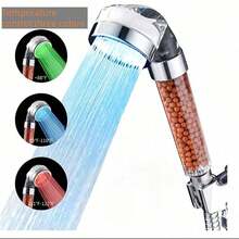 1pc High-Pressure Filter Shower Head, 3-In-1 Digital Display Filter Shower Head With LED Colorful Color-Changing Light, Handheld Filter Shower Faucet, Equipped With Digital Temperature Display And Negative Ion Filter Water Spray Device, Suitable For All Skin Types, Bathroom Accessories Bathroom Accessories Bathroom Tools - Multicolor - View 3
