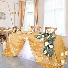 B-COOL - Mantel Rectangular de Lentejuelas para San Valentín, Navidad, 60 x 102 Pulgadas, sin Costuras, Tela de Lentejuelas Rojas, para decoración(228.6 x 228.6 cm (Rectangular) Dorado) - Multicolor - Ver 8
