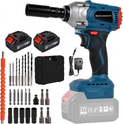  Advwin Electric Drill, 3 In 1 Lithium Electric Wrench, 2 * 3.0Ah Battery, 2-Speed Adjustment, LED Light, 380N.M Torque, Impact Wrench