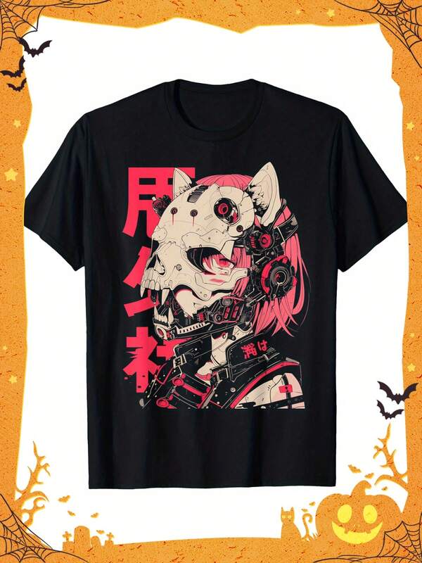 Anime Manga Cyberpunk Aesthetic Techwear Harajuku Cat T-Shirt Selected Pure Cotton Fun Design DIY Pure Cotton, Rich Patterns, Soft And Breathable, Casual And Versatile Halloween Christmas  Steal My Link, T-Shirt Couple Outfit, PLUS SIZE, L-5XL