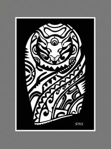 1pc Personalized Arm And Half Arm Tattoo Template, Suitable For Adult Men And Women, Half Arm Sleeve Tattoo Mo Version, Realistic Body Art Stickers, Body Painting Template - Black - View 5