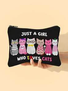 1pc Cat Makeup Bags For Girl, Cute Cat Themed Gifts For Girls, Small Cat Lover Travel Cosmetic Bag, Zipper Pouch For Teens Daughter Sister, Funny Cat Stuff Birthday Christmas Decorations Makeup Organizer Makeup Storage Bag Mini Pouch Travel Small Makeup Case Accessories Make Up Holder Brush Bag Make Up Container Cosmetic Bag Travel Essentials Ladies Accessories Travelling Stuff Makeup Pouch Make Up Pouch - Multicolor - View 1